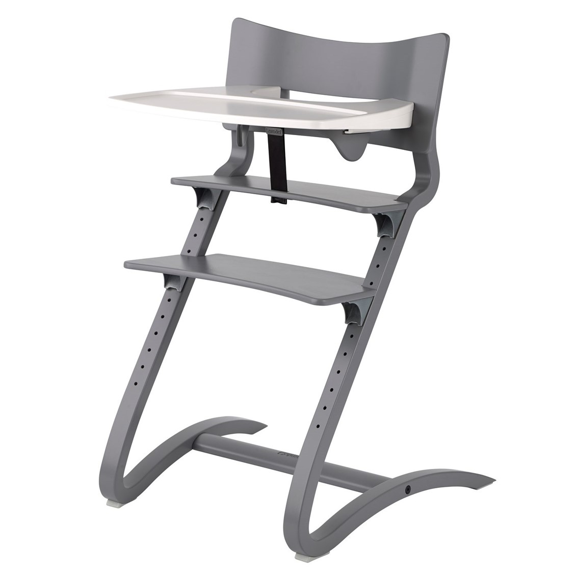 chaise haute bebe design en bois gris leander