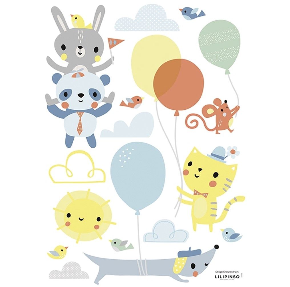 stickers chambre bebe animaux et ballons lilipinso